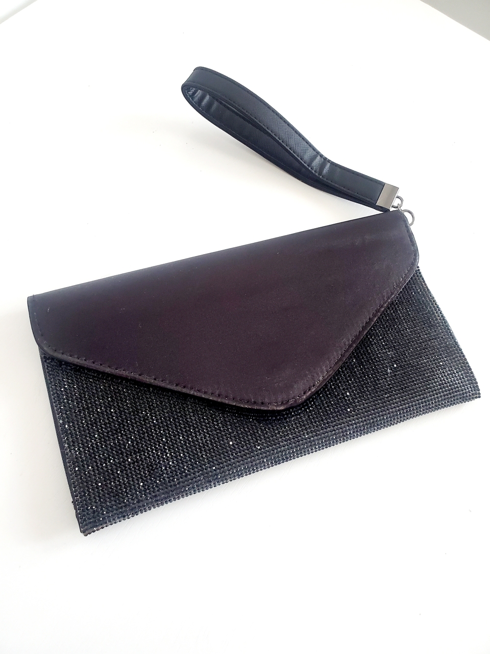 Aldo Black Sparkle Envelope Wristlet Clutch